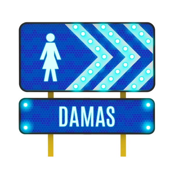 Baños Damas Letrero Solar 122x61 y 122x30 cm