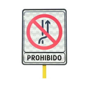 Señal Prohibido Cambio de Carril