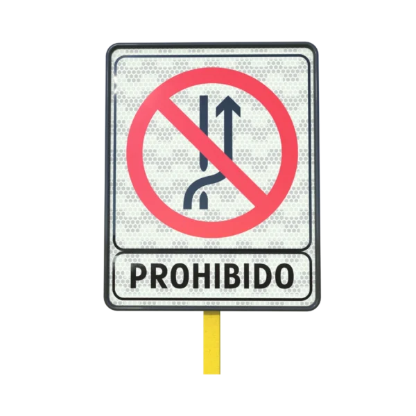 Señal Prohibido Cambio de Carril