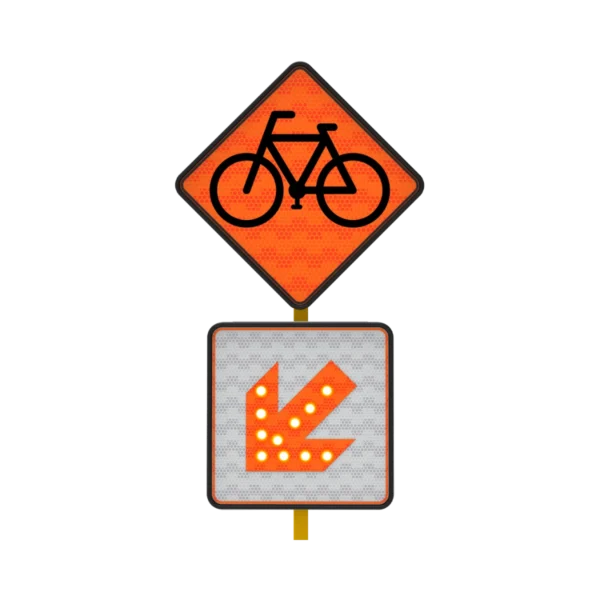 Ciclista en la Vía Señal de Tránsito Solar 61x61 cm