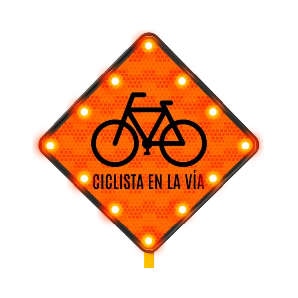 Ciclista en la Vía Señal de Tránsito Solar 71x71 cm