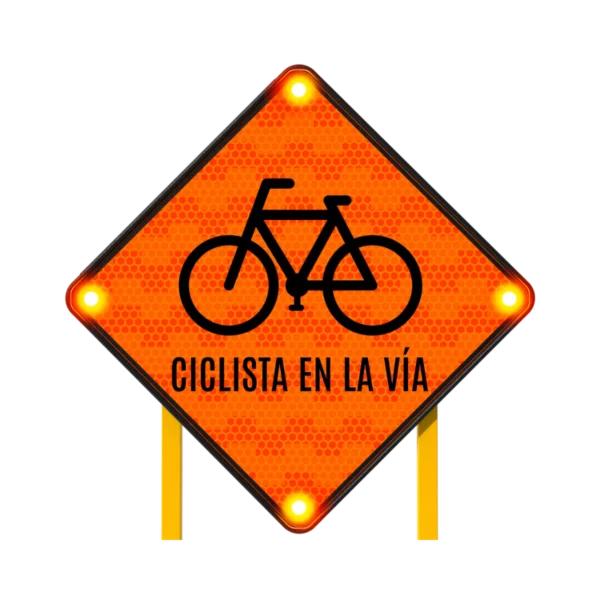 Ciclista en la Vía Señal de Tránsito Solar 86x86 cm