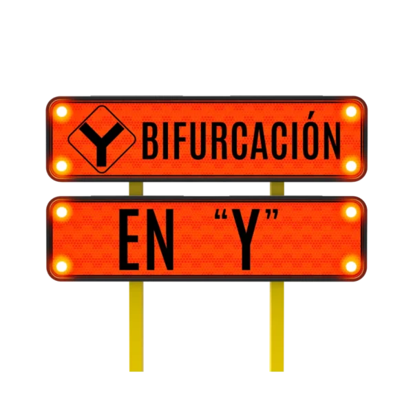 Señal de bifurcación en Y Solar 122x30 cm