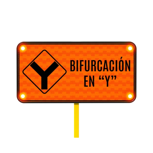 Señal de bifurcación en Y Solar 122x61 cm