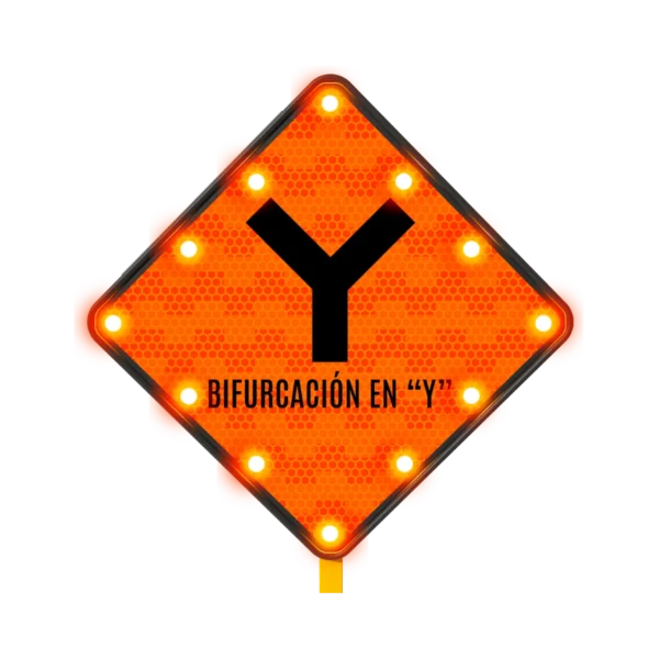 Señal de bifurcación en Y Solar 71x71 cm