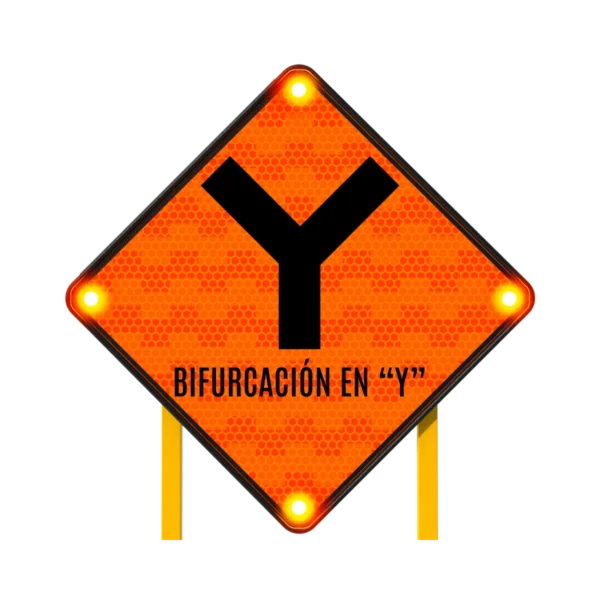 Señal de bifurcación en Y Solar 86x86 cm