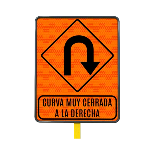 Señal de Tránsito Curva Cerrada a la Derecha 61x76 cm