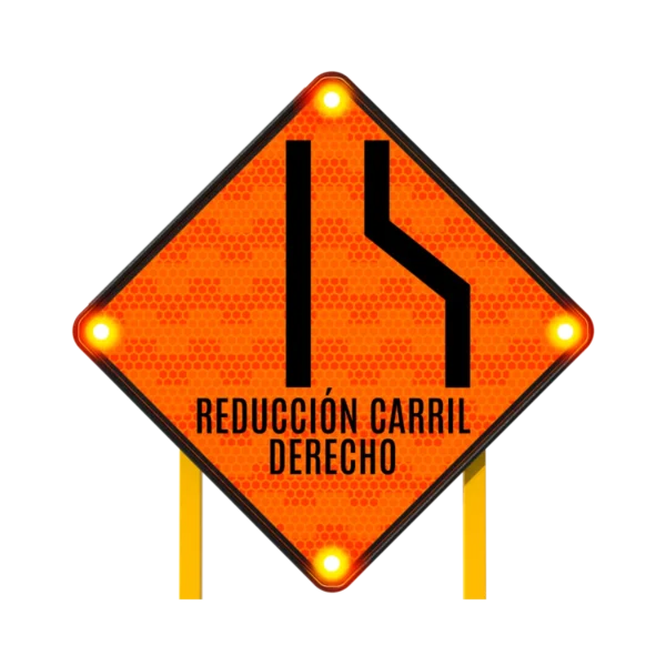 Señal de Tránsito Reducción de Calzada Solar 86x86 cm