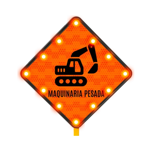 Señal Peligro Maquinaria Pesada en Movimiento Solar 71x71 cm​