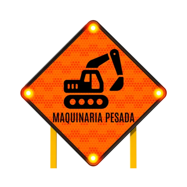 Señal Peligro Maquinaria Pesada en Movimiento Solar 86x86 cm​