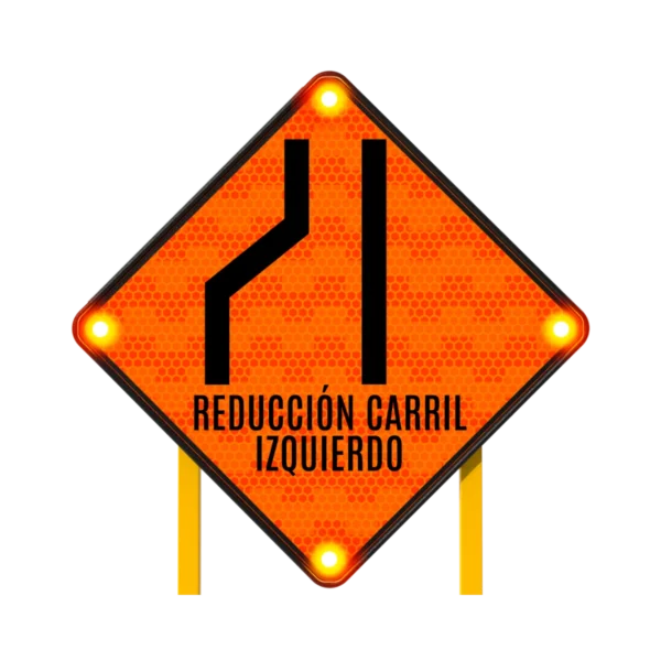 Señal Reducción de Calzada Solar 86x86 cm