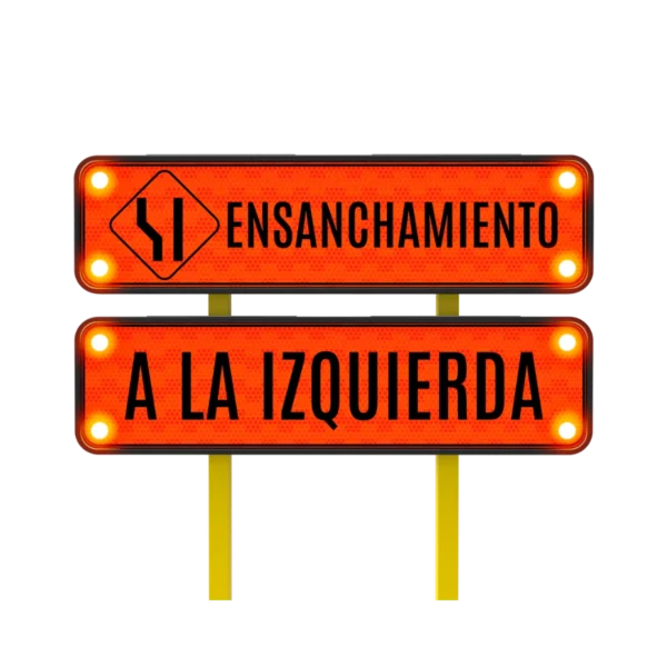 Señal Reducción de Carril Solar 122x30 cm