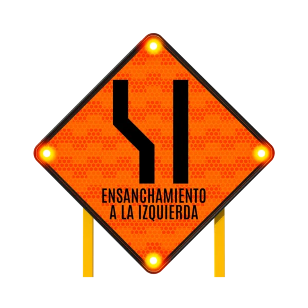 Señal Reducción de Carril Solar 86x86 cm