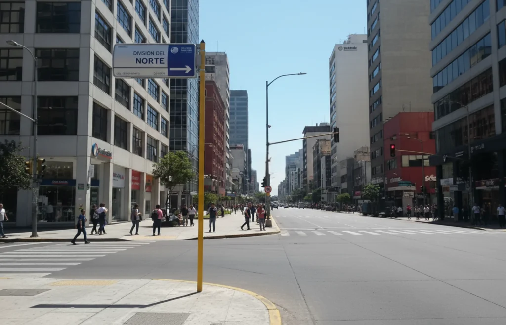 Placa de gran formato instalada en avenida concurrida, diseñada para ofrecer alta legibilidad en el flujo vehicular.