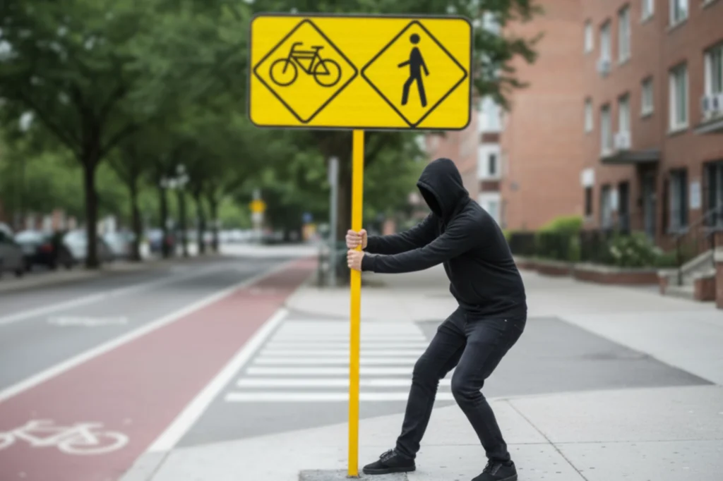 Señales de polietileno de alta resistencia Señalización vial sin valor de reventa Por qué se roban las señales de aluminio Señales de fibra de vidrio para carreteras Tornillería de seguridad para señales de tráfico Postes viales flexibles antirrobo Norma para materiales de señales viales no metálicos Peligro por robo de señales de tránsito