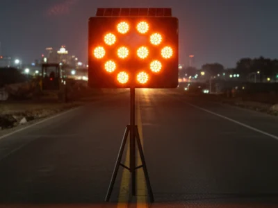 flechero luminoso, flecheros luminosos para obras viales, flechero solar para carreteras, señal luminosa direccional de tránsito, señal de advertencia luminosa LED, flechero vial con energía solar, equipo de señalización vial nocturna, dispositivo luminoso para desvíos, uso del flechero luminoso en seguridad vial, beneficios del flechero luminoso en zonas de obra, flechero luminoso con panel solar, señalización temporal con luces LED, sistema de guía vial luminoso, flechero de desvío carretero, flechero luminoso para mantenimiento vial, flechero direccional para autopistas, flechero con tecnología LED para vialidades, seguridad vial con señalización luminosa, señales luminosas para obras nocturnas, flechero luminoso portátil.