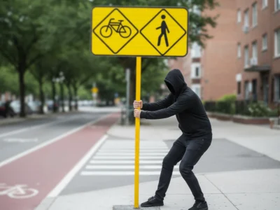 Señales de polietileno de alta resistencia Señalización vial sin valor de reventa Por qué se roban las señales de aluminio Señales de fibra de vidrio para carreteras Tornillería de seguridad para señales de tráfico Postes viales flexibles antirrobo Norma para materiales de señales viales no metálicos Peligro por robo de señales de tránsito