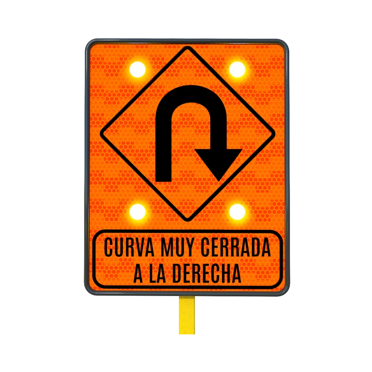 Señal de Tránsito Curva Cerrada a la Derecha Solar 61x76 cm